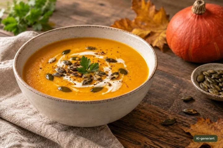 Cremige Kürbissuppe mit Kräuter-Mieke-Kürbisgewürz