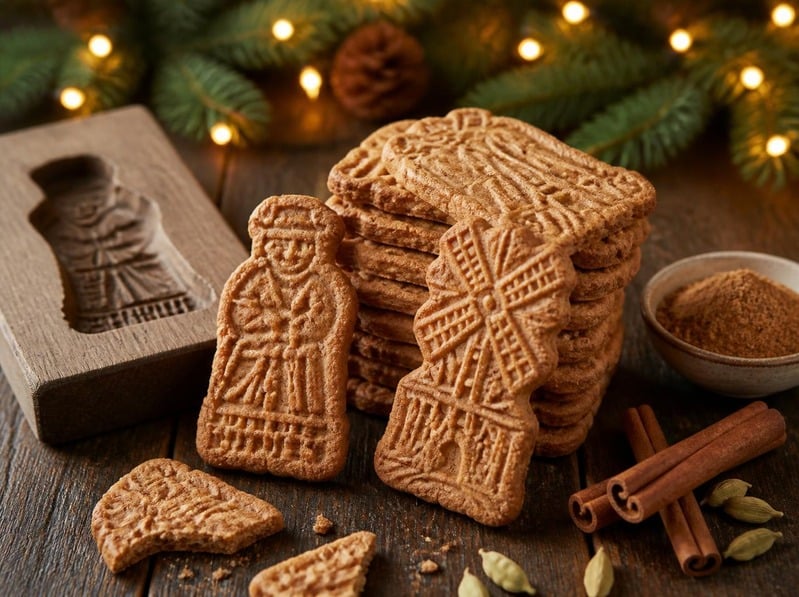 Selbst gebackene Butterspekulatius mit Holzmodel